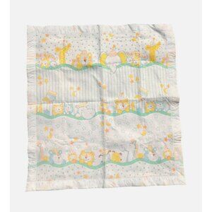 Vintage Toddletime Baby Blanket Pastel Animal Print 1980s Sleeping Animals Clean